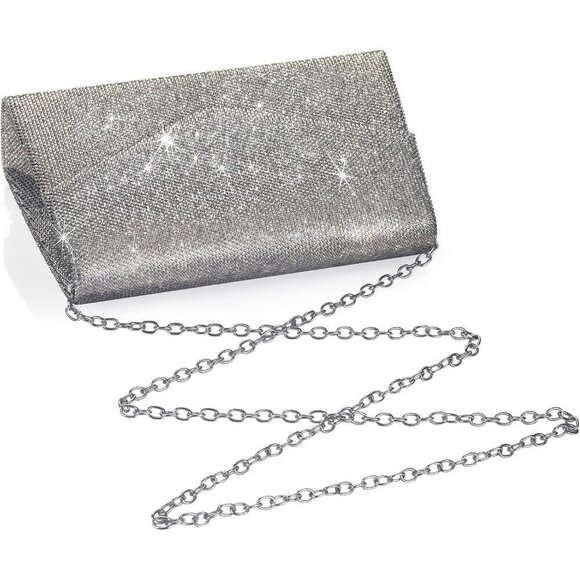 Women Gray Sparkly Rhinestone Clutch - Picture 3 of 8